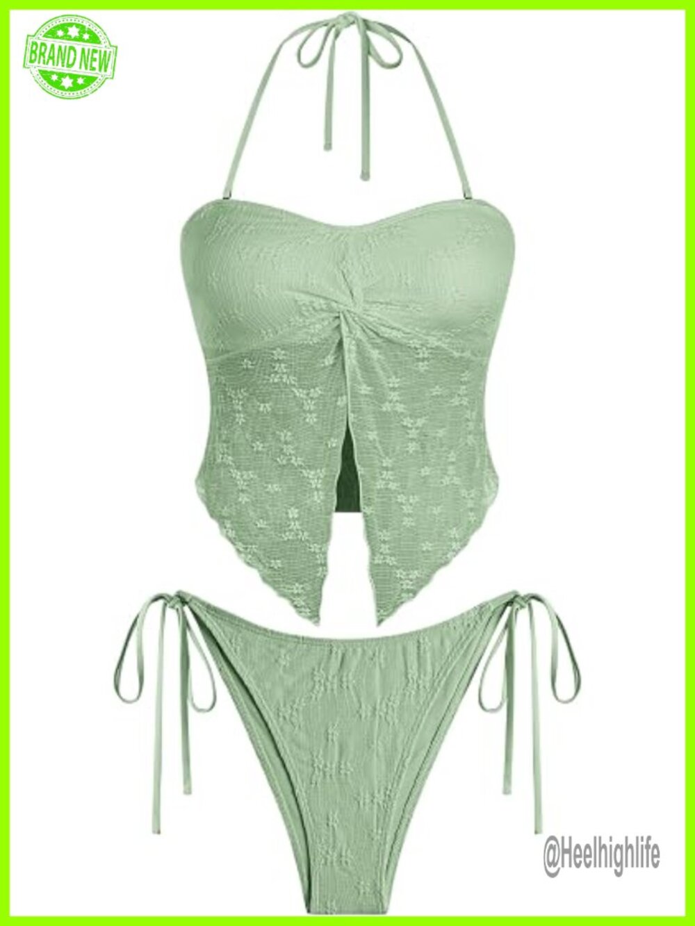 Women's Floral Twist Tankini Set with Removable Halter Straps